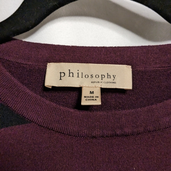 Philosophy Black & Burgundy Striped Sweater with Buttons - Size M - Picture 6 of 6